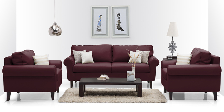 Samuel Leatherette Sofa(Burgundy)